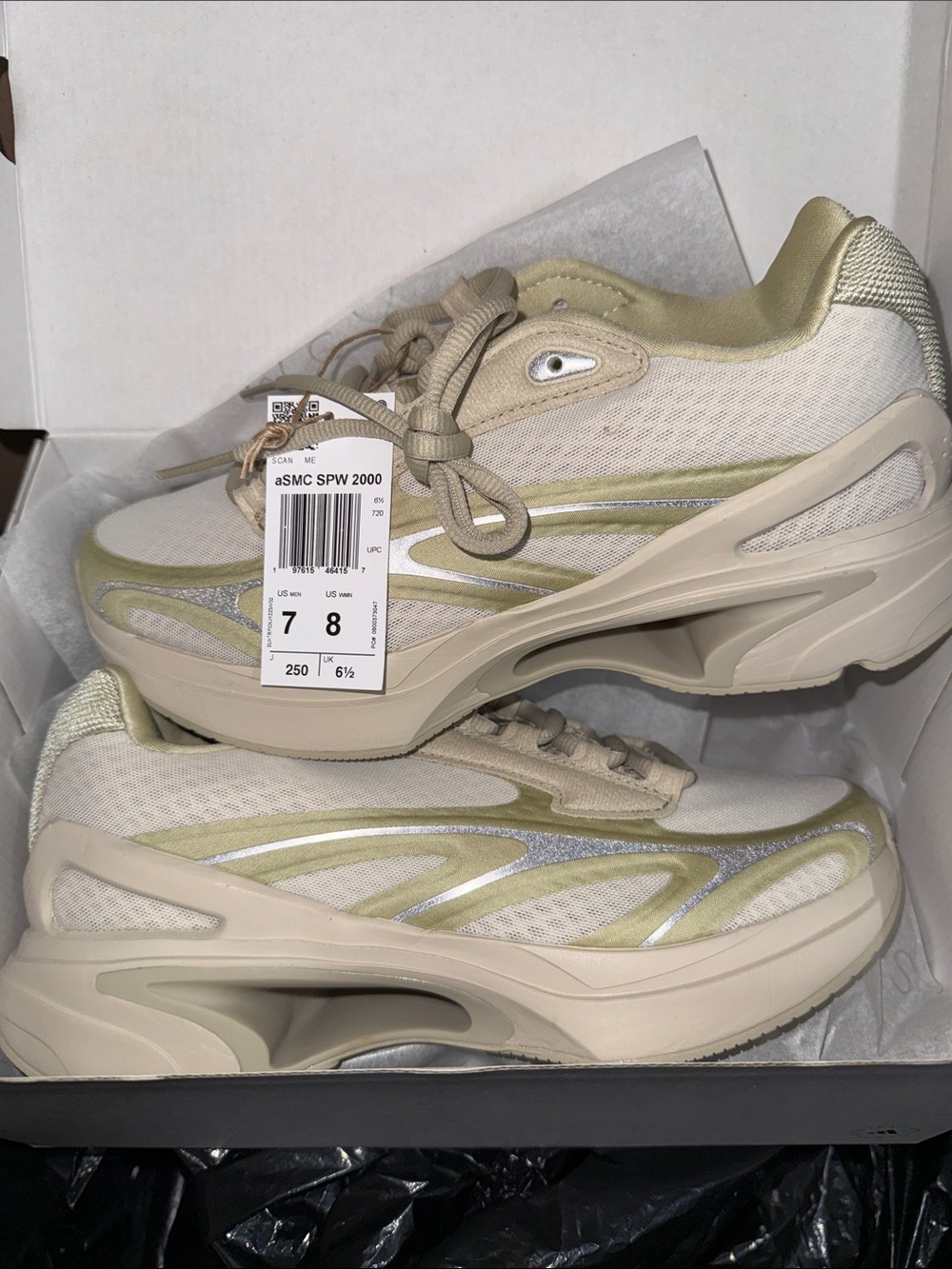 Adidas by Stella McCartney Women's Neutral Cream and Light Green Mesh Sneakers